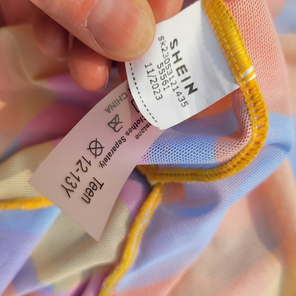 Shein rainbow swirl mesh romper swim cover up Teen 12-13 yrs - Picture 7 of 7